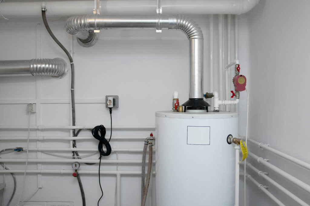 A new residential boiler in the basement of a West Chester, PA, home.